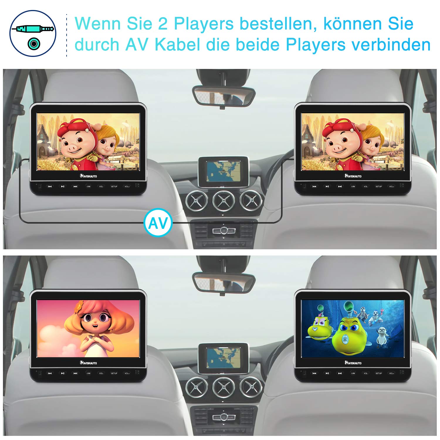 NAVISKAUTO 10.1 Inch DVD Player Car HDMI Input HD 1080P DVD Player